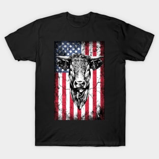 Patriotic Cow American Flag T-Shirt